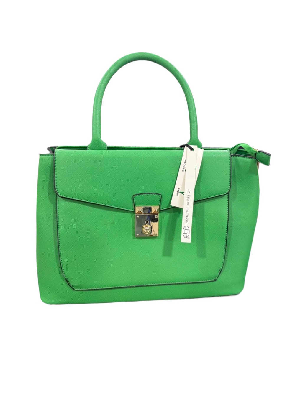 NWT LA TERRE FASHION Kelly Green Purse (Tote Bag with Crossbody Strap)